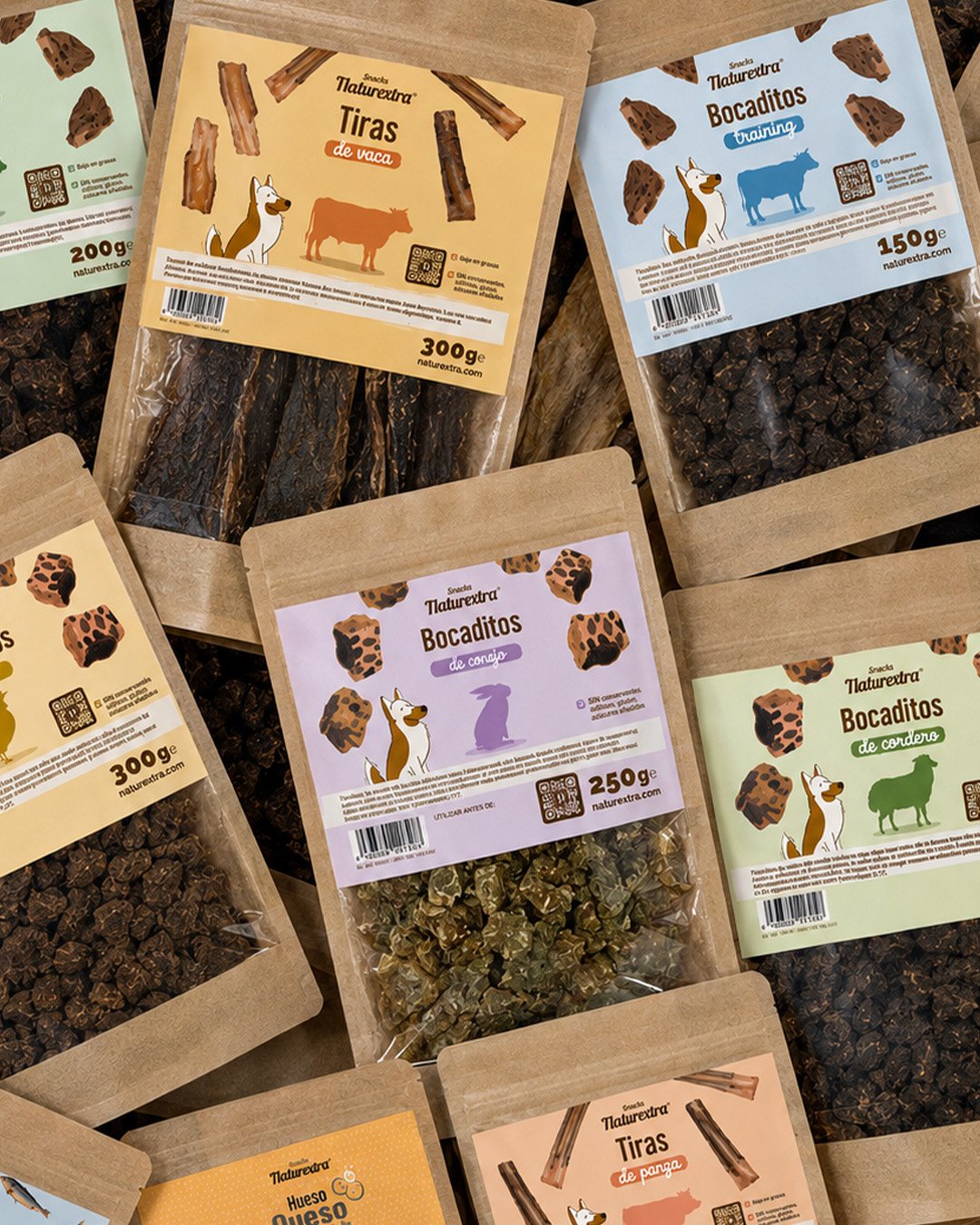 Familia de snacks deshidratados de Naturextra