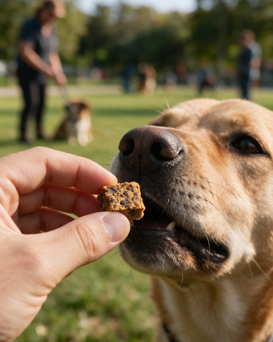 Perro recibiendo un bocadito de Naturextra