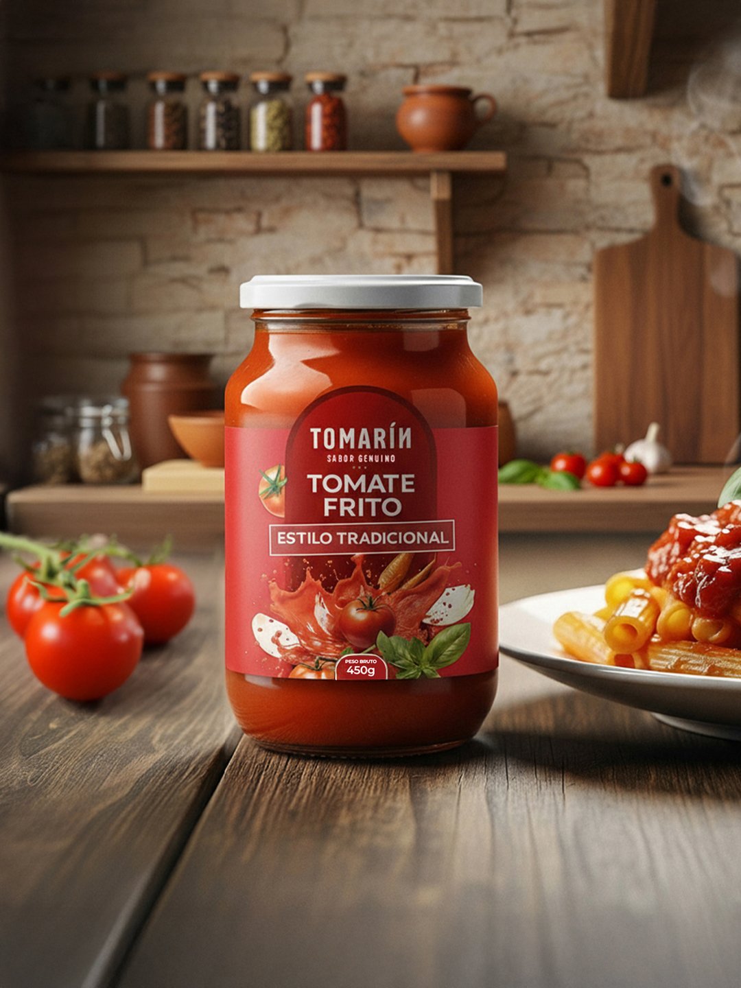 Tomate frito Tomarín en una cocina